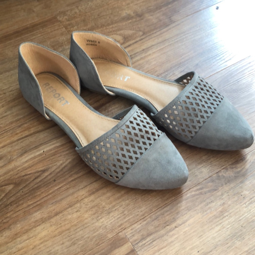 Report slip on flats in steel blue